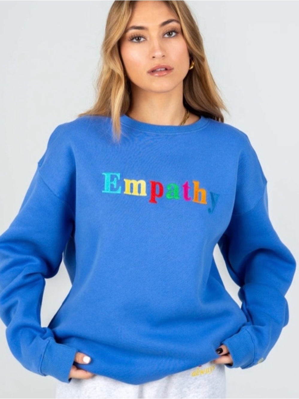 Mayfair Group Empathy Crewneck sweatshirt Blue Periwinkle -one size petite